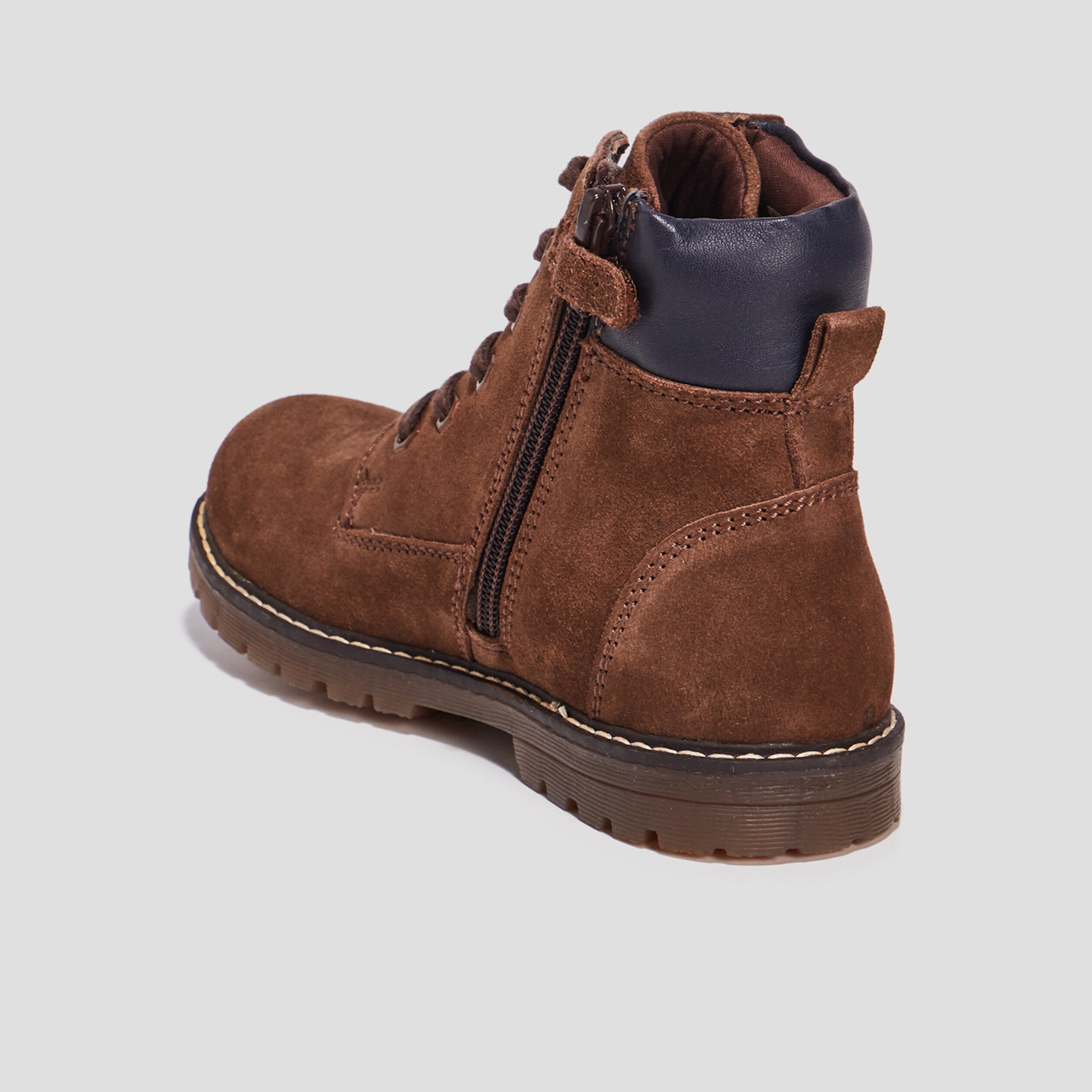 Bottines crantées en cuir marron garçon | La Halle
