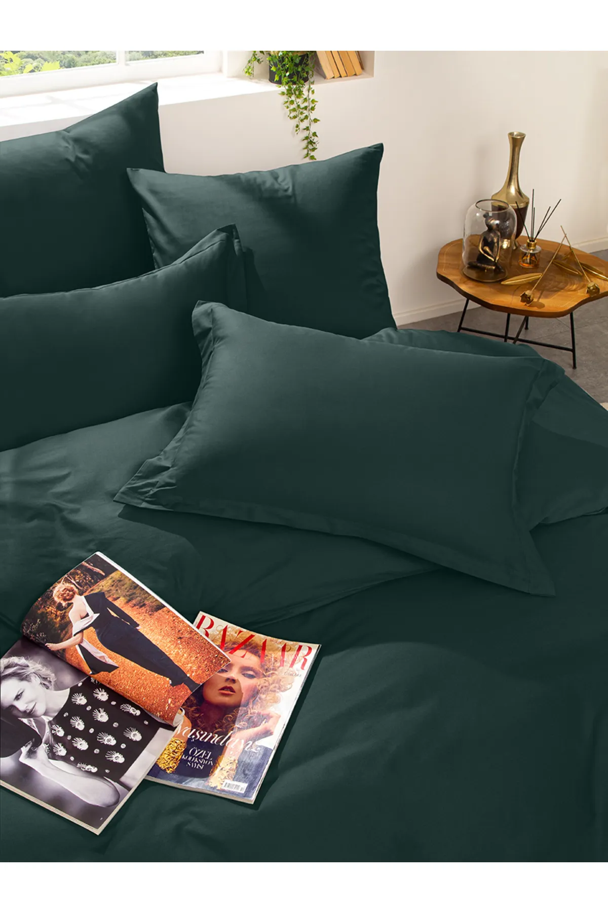 Karna Home  Klassisches Doppel-Bettbezug-Set aus Baumwollsatin