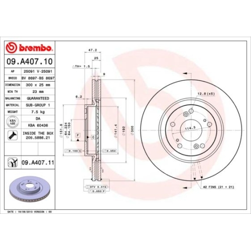 Bremsscheibe Brembo Vorderachse  2 Stück 09.A407.11 - ATU