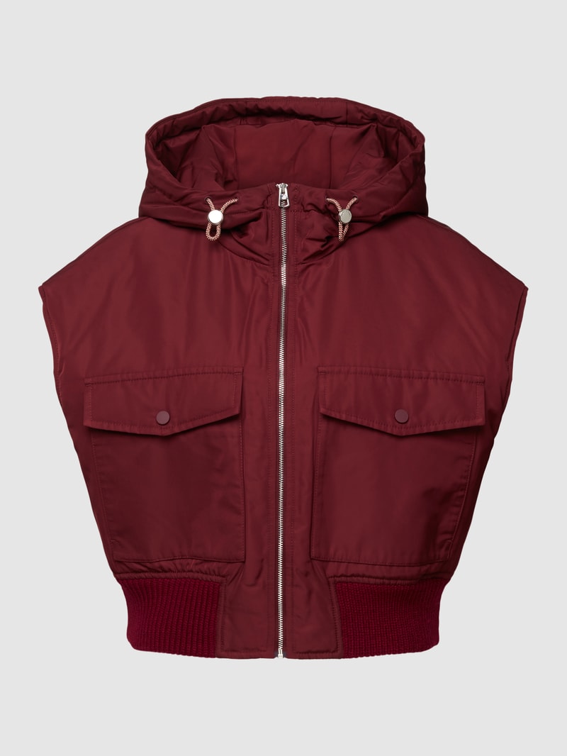 Oversized Weste mit Kapuze in bordeaux rot
