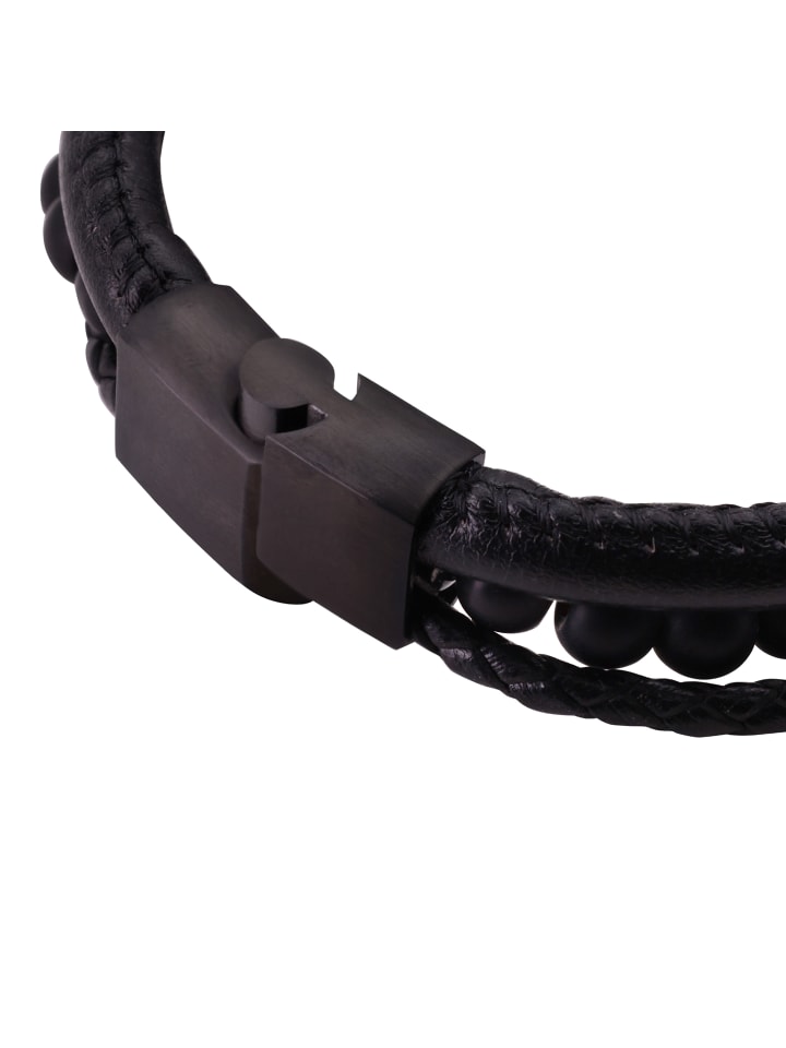 Steel_Art Lederarmband Herren Lean schwarz farben in schwarz günstig kaufen