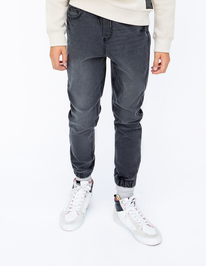 Jean JOGGER noir délavé garçon