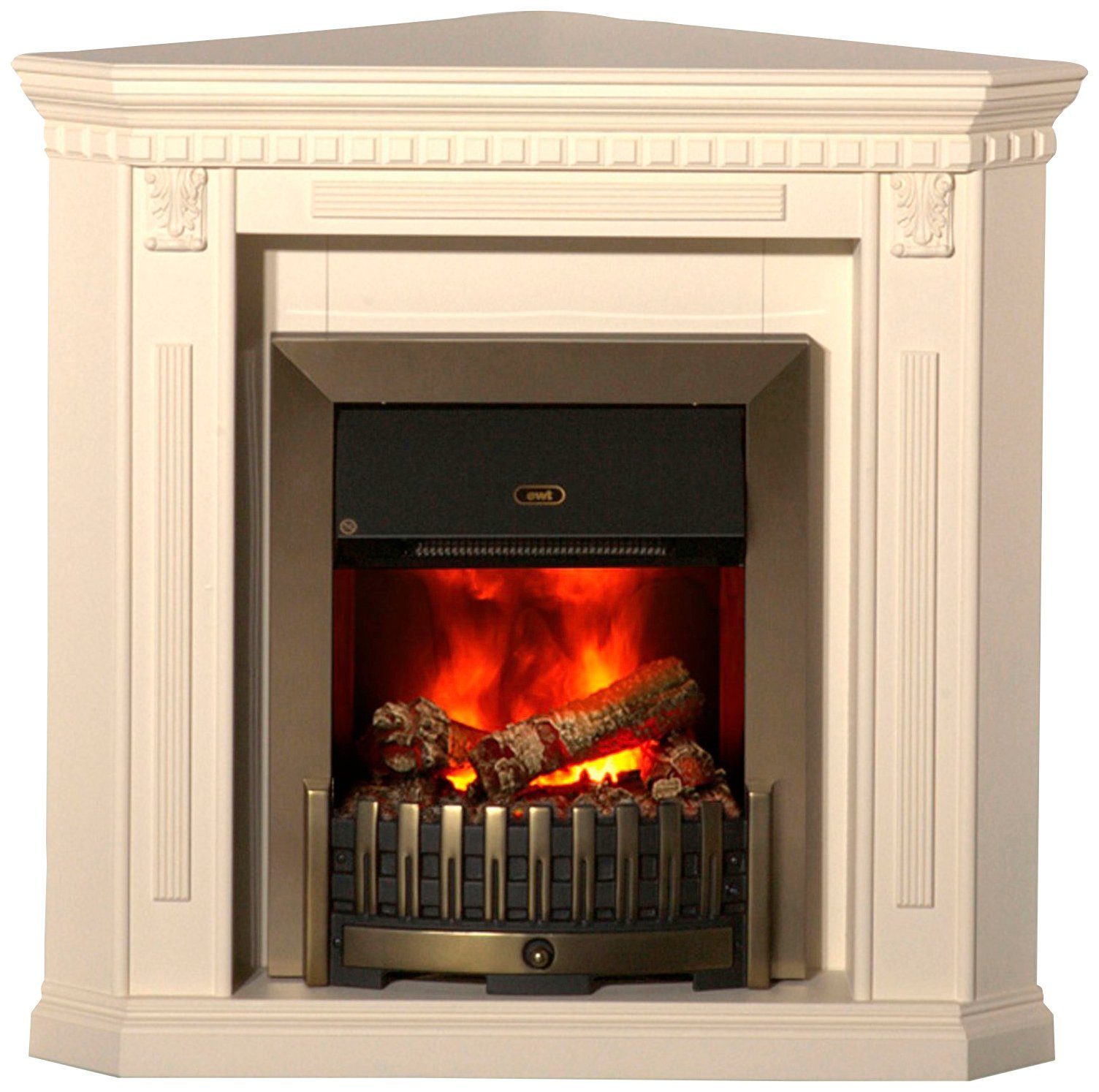 Albero Elektrokamin Georgia, Eckkamin mit Heizung, 1000/2000 W, 3D Flammeffekt, Fernbedienung