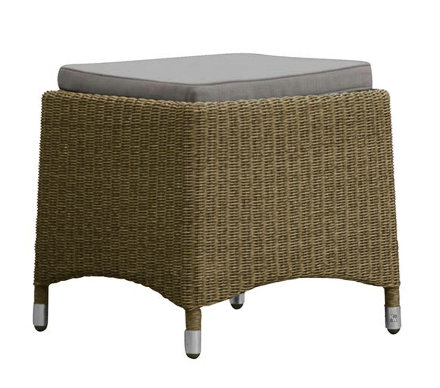 Kai Wiechmann Fußhocker Polyrattan Geflechthocker, wetterfester Fußhocker Rattanoptik, moderner Polyrattan Gartenhocker in Taupe