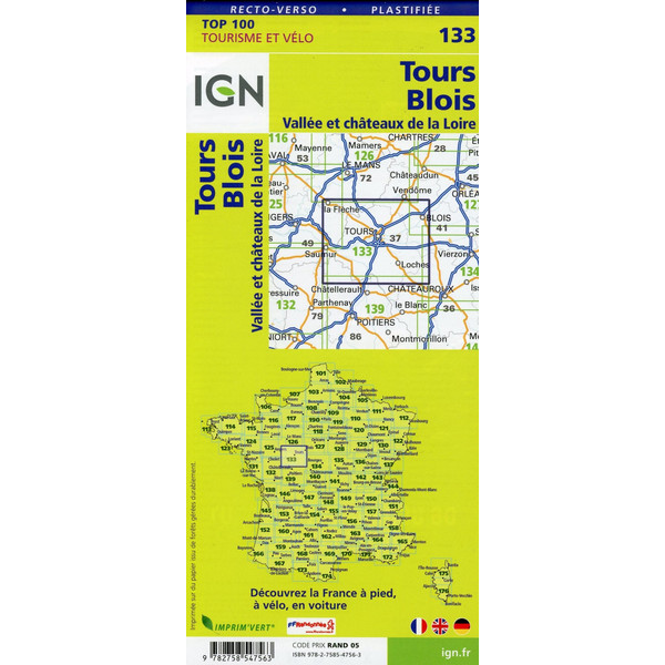 Tours Blois 1:100 000 - Wanderkarte