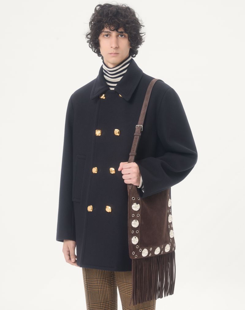 Casaco Valentino de feltro de lã com abotoamento duplo