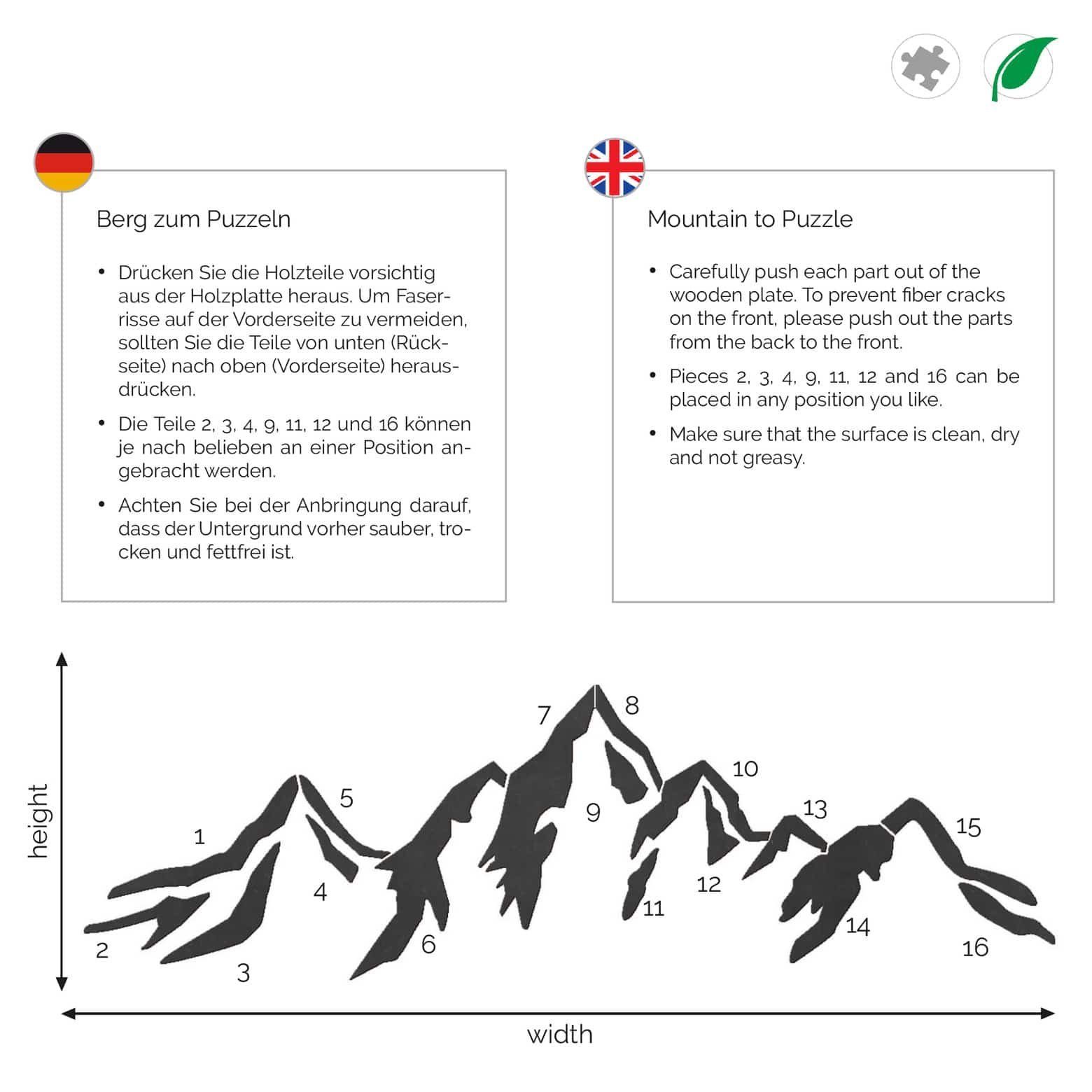 K&L Wall Art Holzbild Naturposter Gebirge Holzschild Berge Wohnzimmer Deko, (mehrteiliges Holzposter), Wandbild aus Holz
