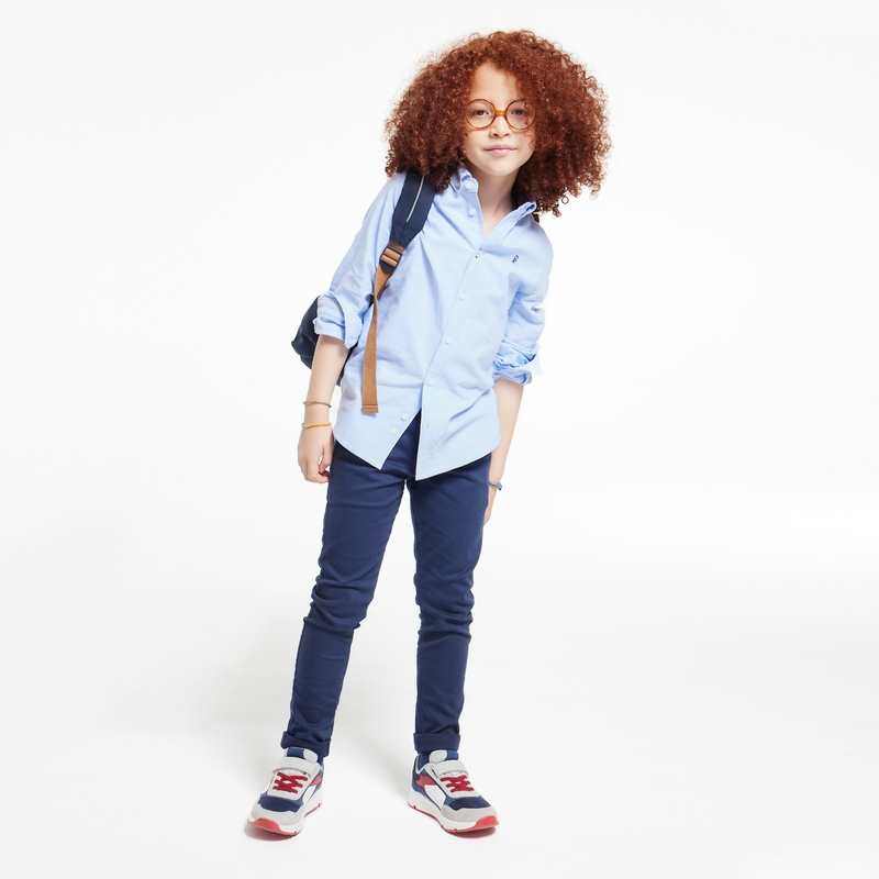 Chemise Oxford à col américain turquoise garçon
