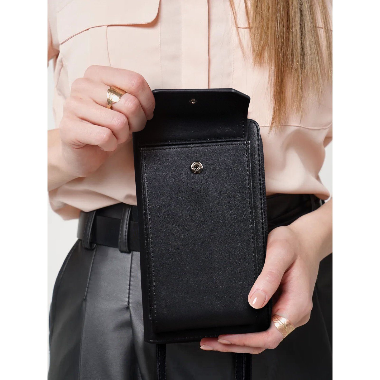TAN.TOMI Umhängetasche Umhängetasche klein, Handytasche Damen, Handy Tasche Geldbörse, mit RFID-Schutz, abnehmbarer Schultergurt