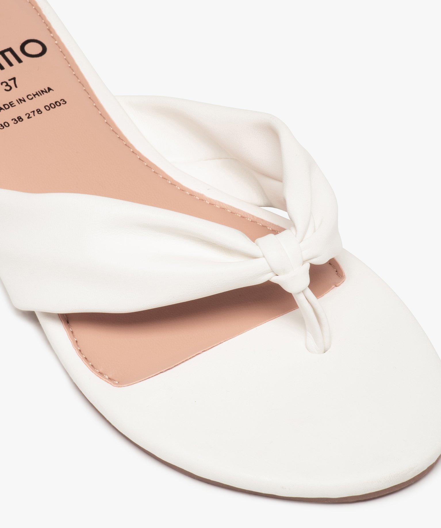 Tongs femme à talon plat et entre-doigts drapé blanc | GEMO