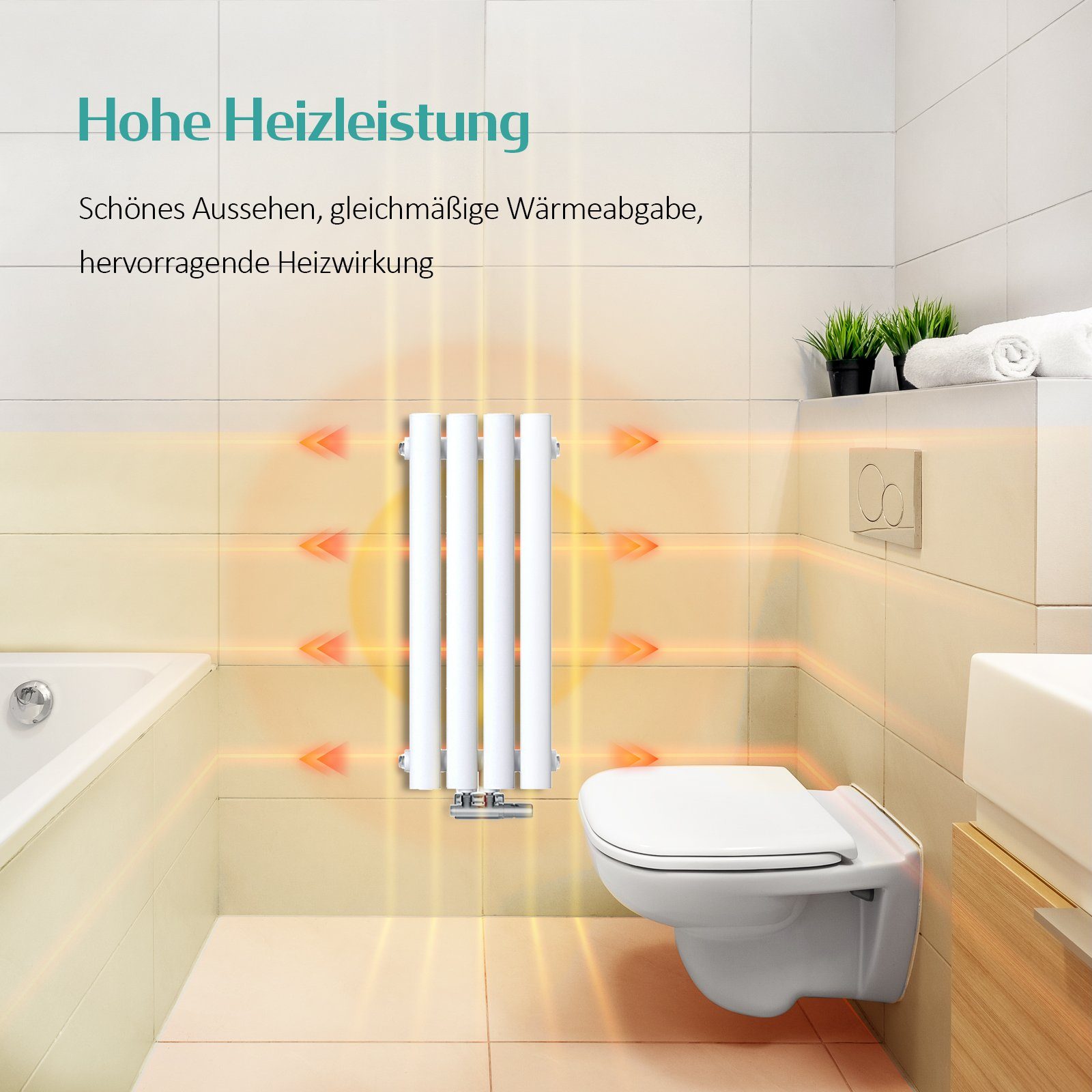 EMKE Heizkörper EMKE Design Heizkörper Oval Paneelheizkörper Heizung, Weiß / Anthrazit Horizontaler Seitenanschluss Doppellagig