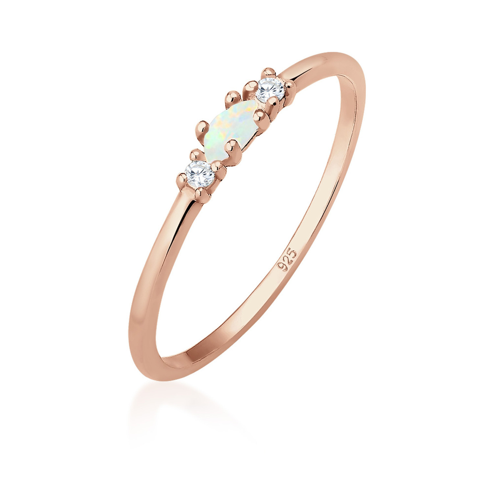 Elli Elli Bague Femmes Vintage avec Cristaux de Zirconium et Opale en Argent Sterling  Bague