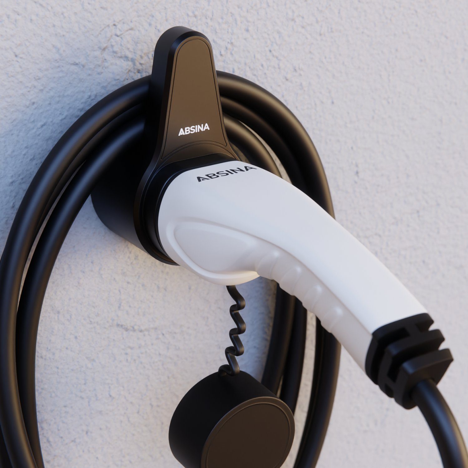 ABSINA Ladekabelhalter & Steckerhalter Typ 2 - Typ 2 Wandhalterung Elektroauto-Ladestation-Halterung