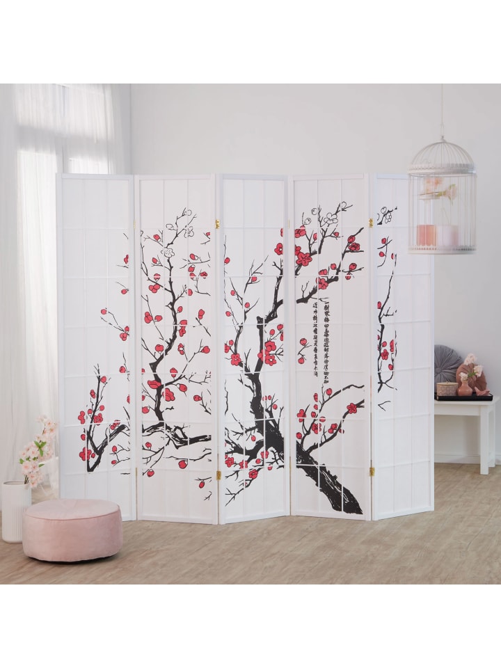 Homestyle4u 5-tlg. Paravent in Weiß 220x179 günstig kaufen onesize