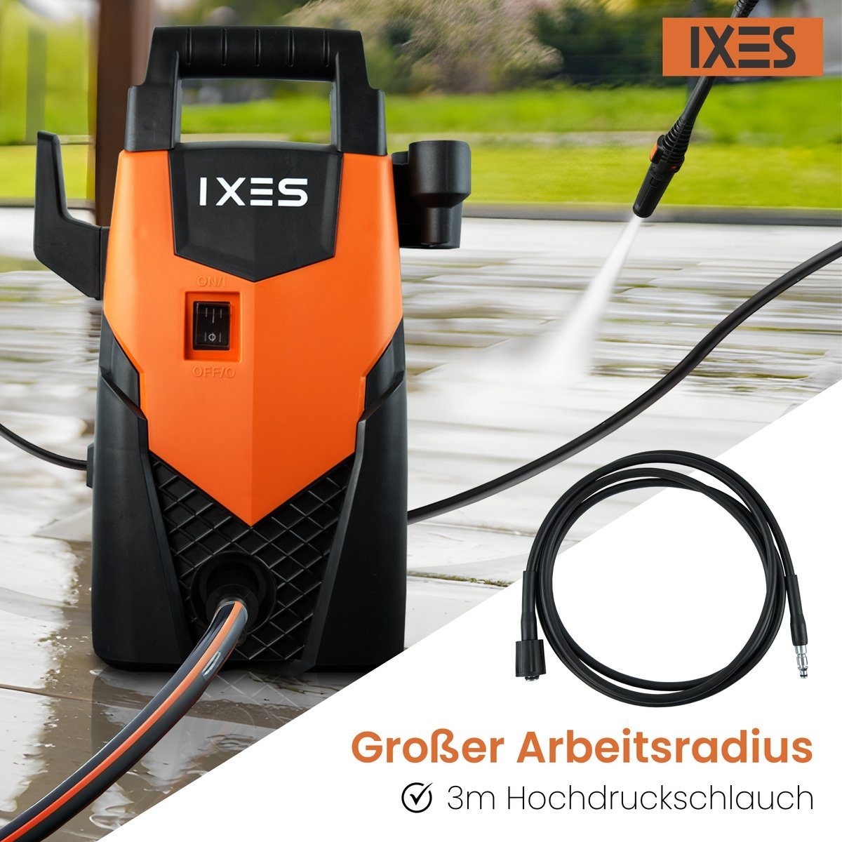 Scheppach Hochdruckreiniger IXES Hochdruckreiniger IX-PRC1400 1400W, 110 bar, inkl. Zubehör, Druck max: 110 bar, 1400 W, Fördermenge max: 408 l/h