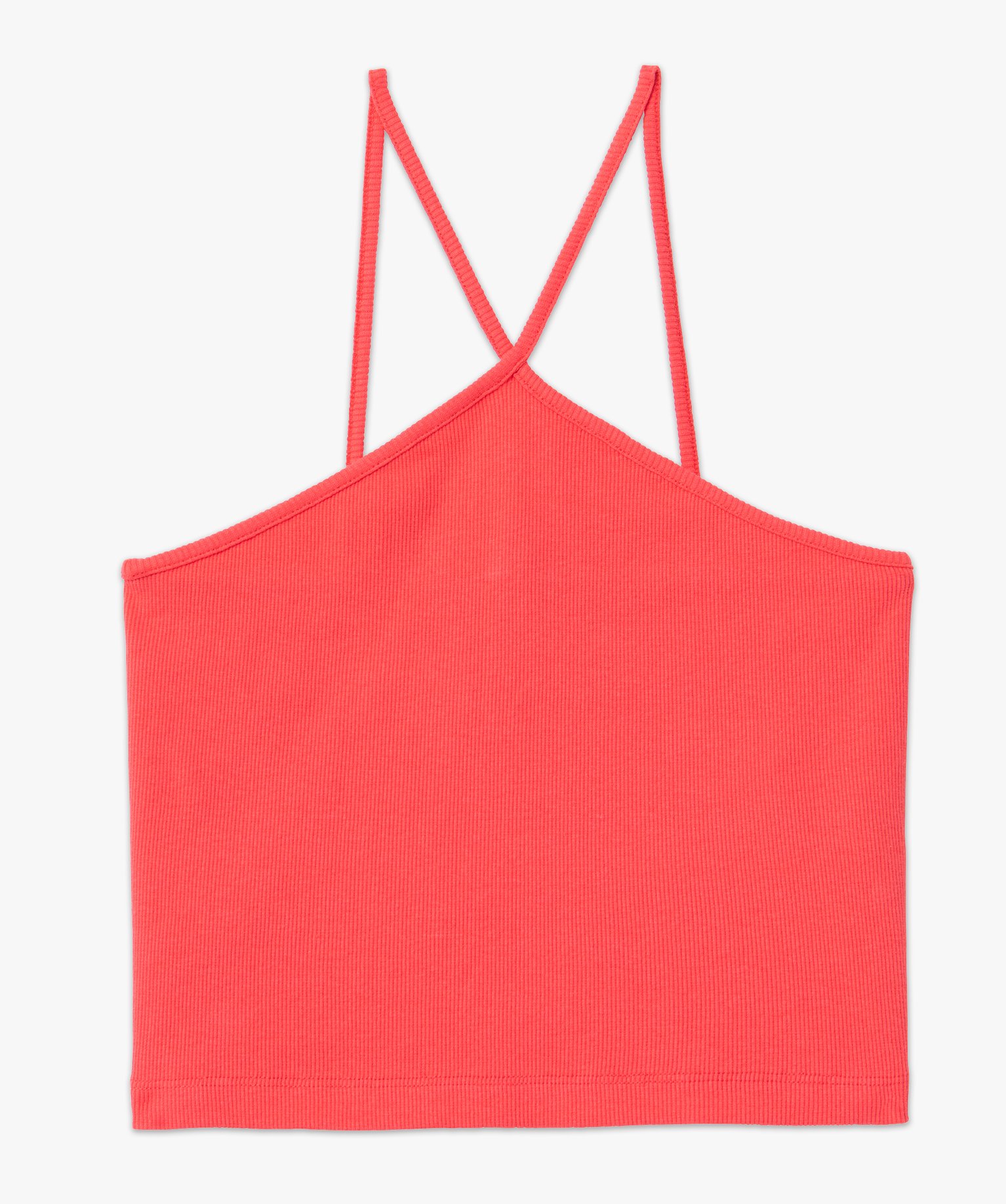 Débardeur femme ctelé à bretelles fantaisie rose | GEMO