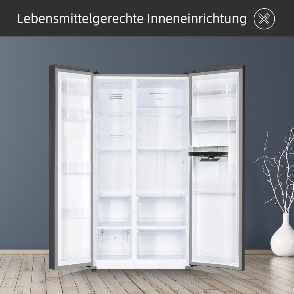 CHiQ Side-by-Side FSS559NEI42D, 177 cm hoch, 91.2 cm breit, 559L Kühlschränke,Inverter,12 Jahre Garantie für den Kompressor