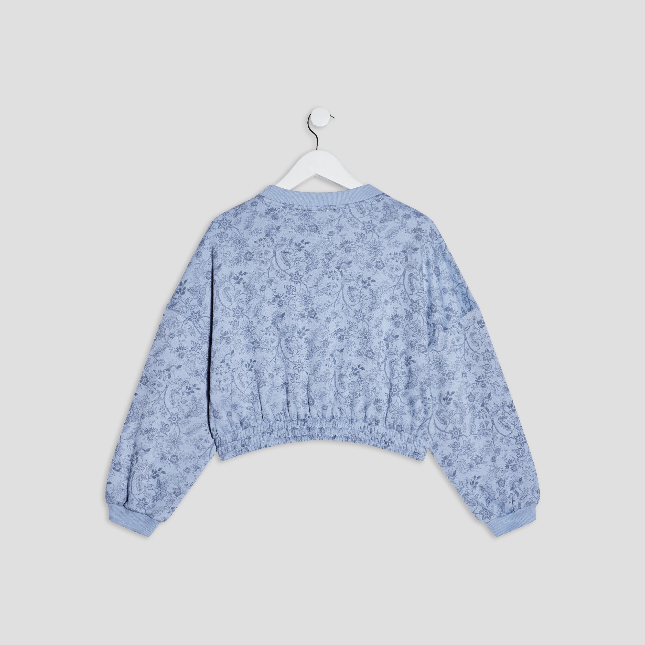 Sweat cropped manches longues Creeks bleu pastel fille | La Halle