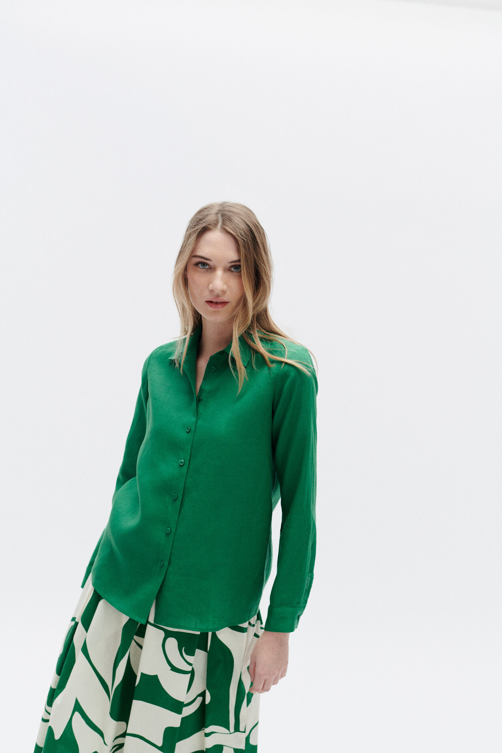 chemise brenda 100% lin vert menthe femme