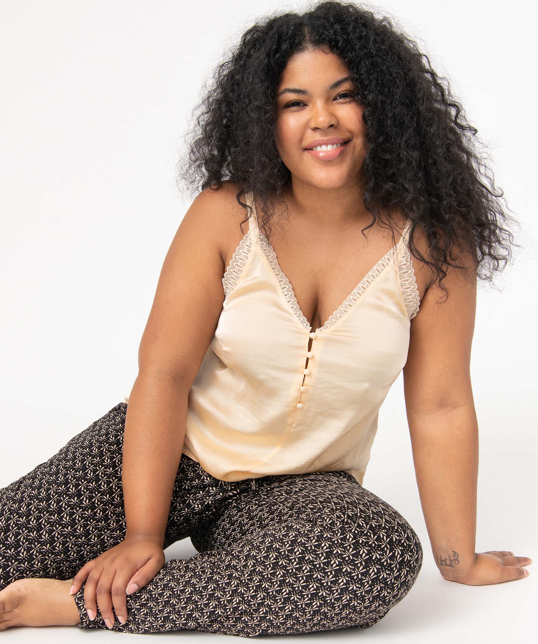 Débardeur femme grande taille en satin, viscose stretch et ... ecru | GEMO
