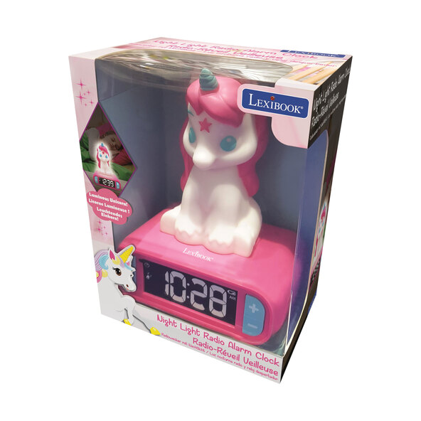 Digitaler Kinder-Wecker Einhorn, mit 3D Nachtlicht-Figur