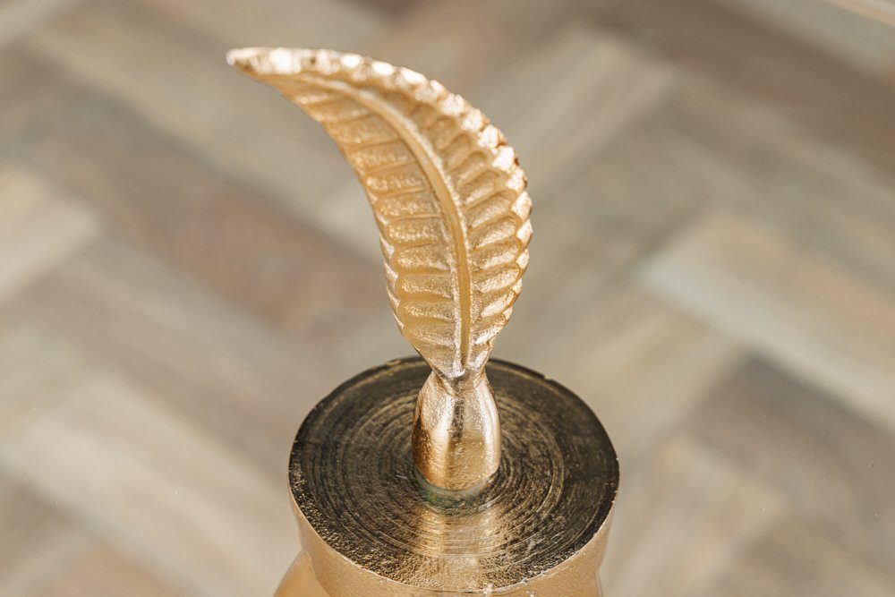 riess-ambiente Beistelltisch FEATHER 65cm gold (Einzelartikel, 1-St), Wohnzimmer · Glas · Metall · rund · Handarbeit · Modern Design