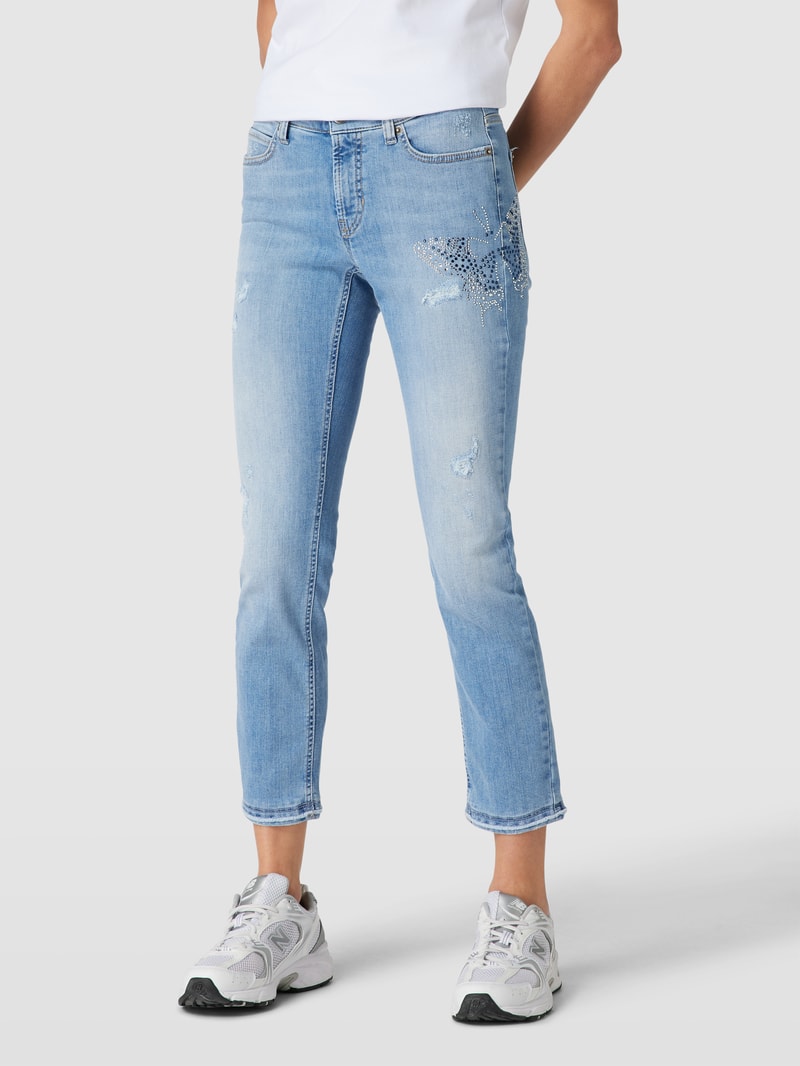 Skinny Fit Jeans im Destroyed-Look Modell 'PARIS' in blau