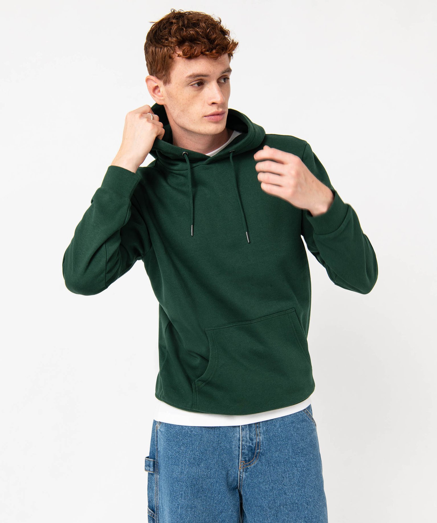 Sweat homme à capuche intérieur molletonné vert | GEMO
