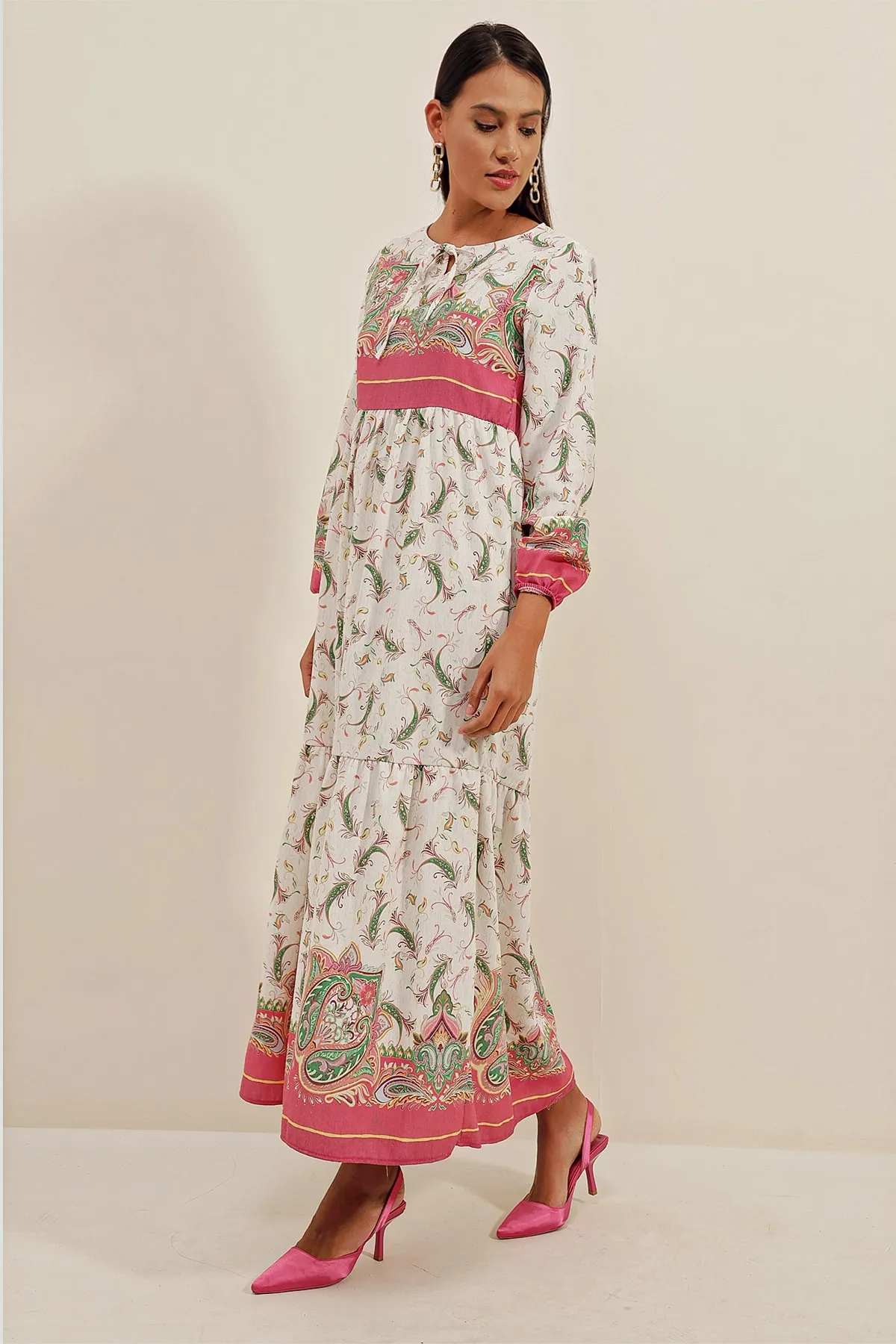 Bigdart  1947 Gemustertes langes Kleid – A.fuchsia