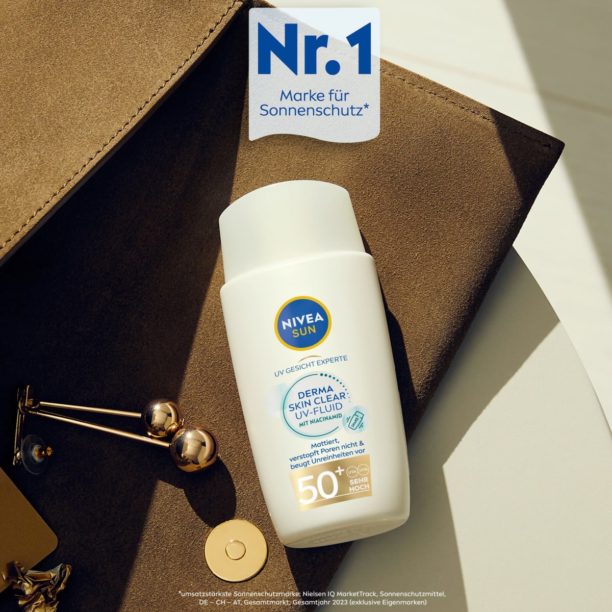 Sonnenfluid Gesicht derma skin clear UV Fluid mit Niacinamid, LSF 50+, 40 ml