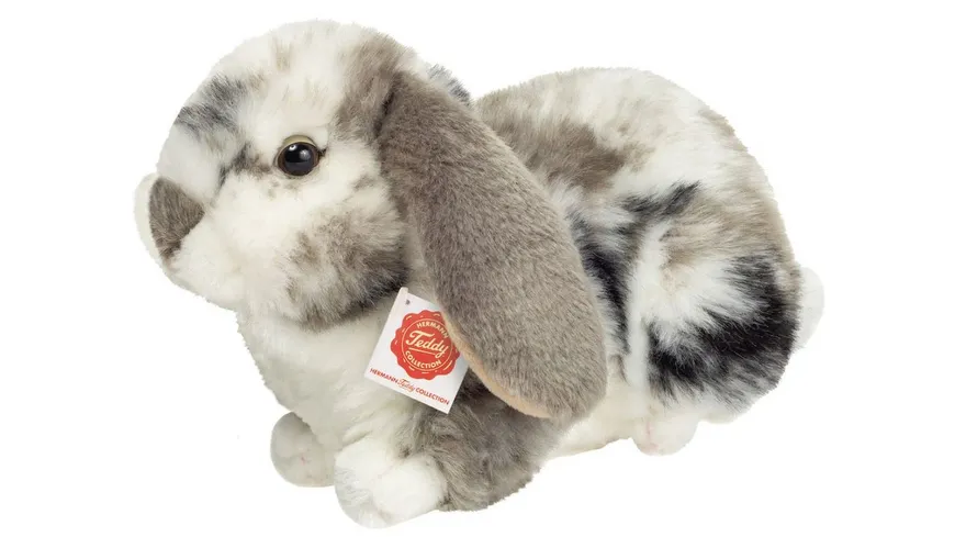Teddy-Hermann - Kuscheltier Widderkaninchen grau-weiß gescheckt 23 cm
