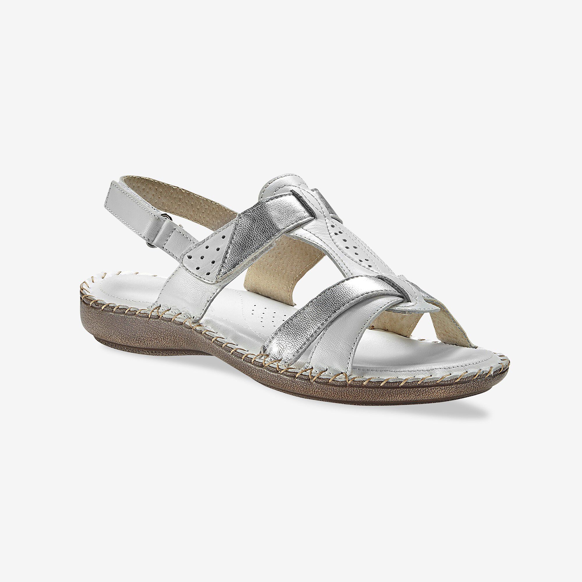 Sandales bicolores en cuir extra souple