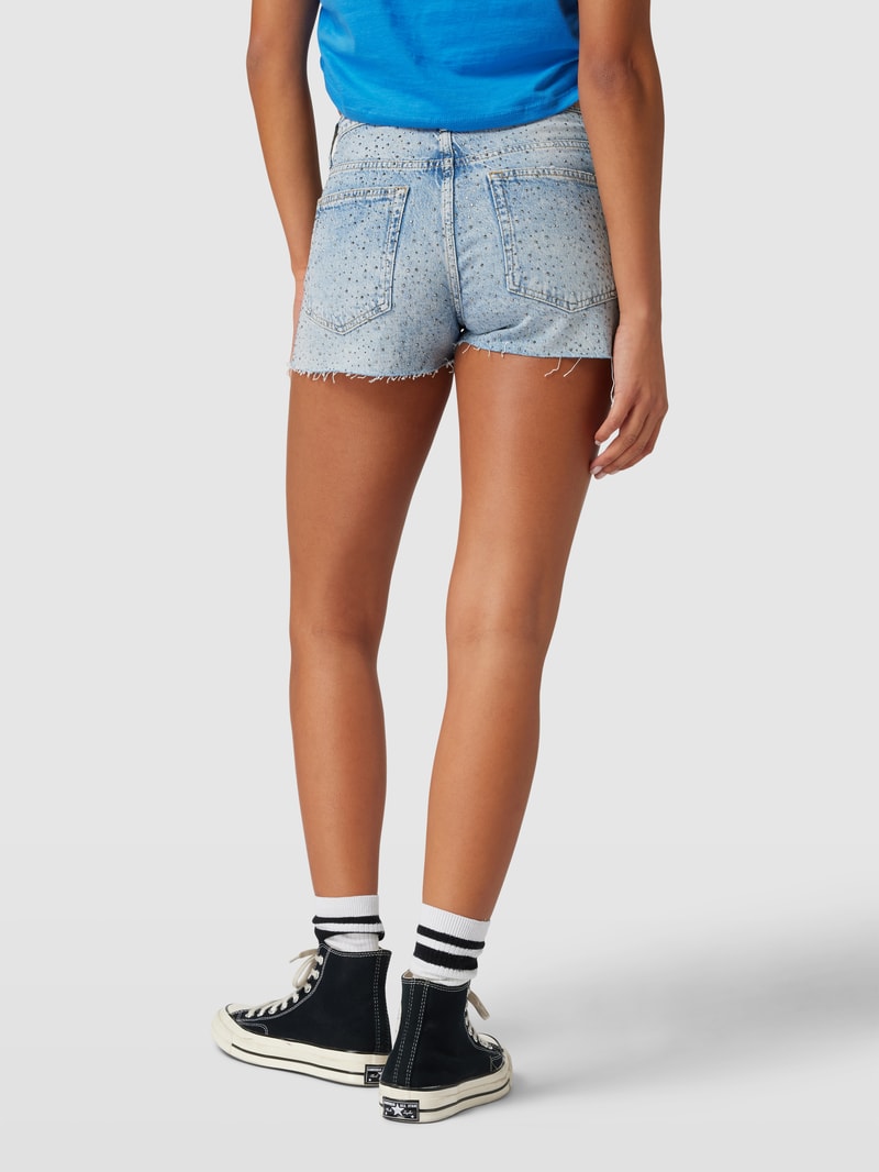 Jeansshorts mit Ziersteinbesatz in bleu