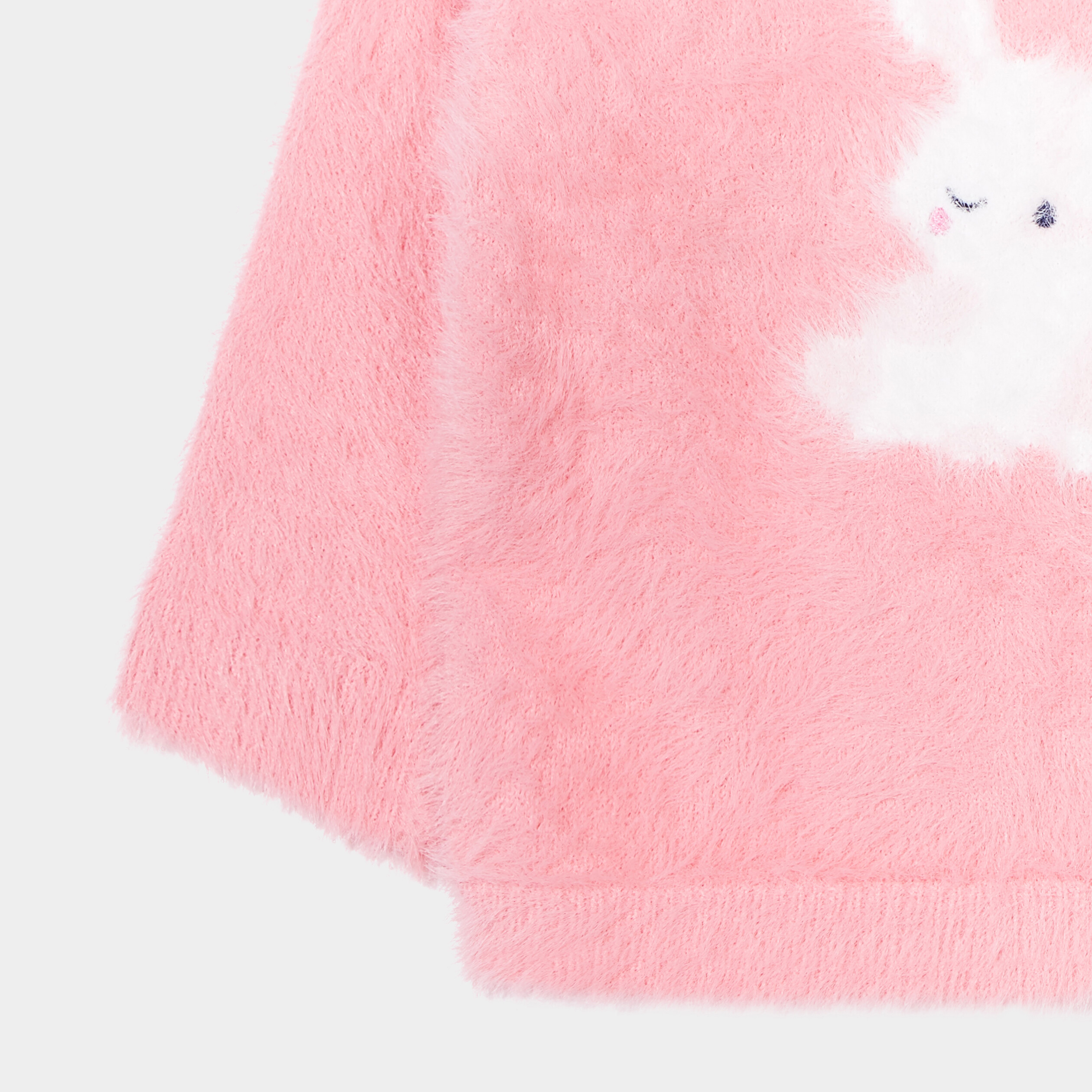Pull droit mailles duveteuses Kimbaloo rose bébé fille | La Halle