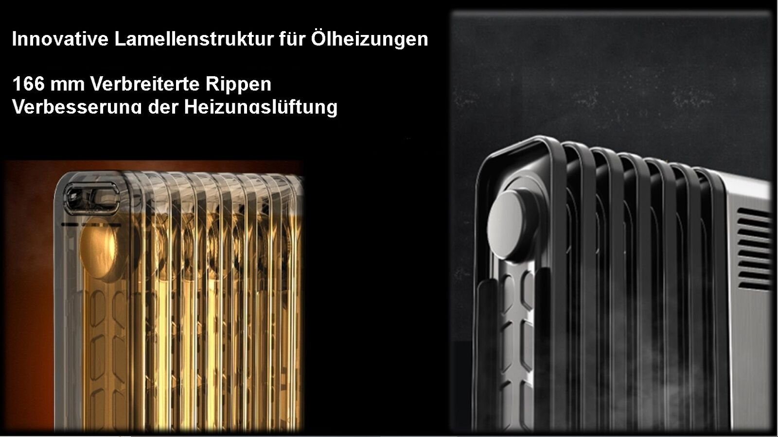 KUMTEL Ölradiator KUM-1225 Heizgerät Elektroheizung für Wohnräume, 2000 W, 9 Rippen Heizkörper, 3 Heizstufen, Energiesparend, Heizstrahler