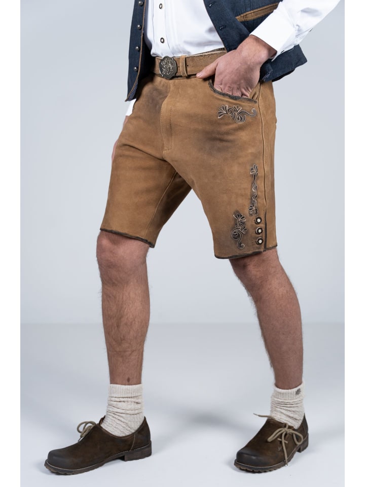 Edelnice Kurze Wildbock Lederhose Linus in hellbraun günstig kaufen