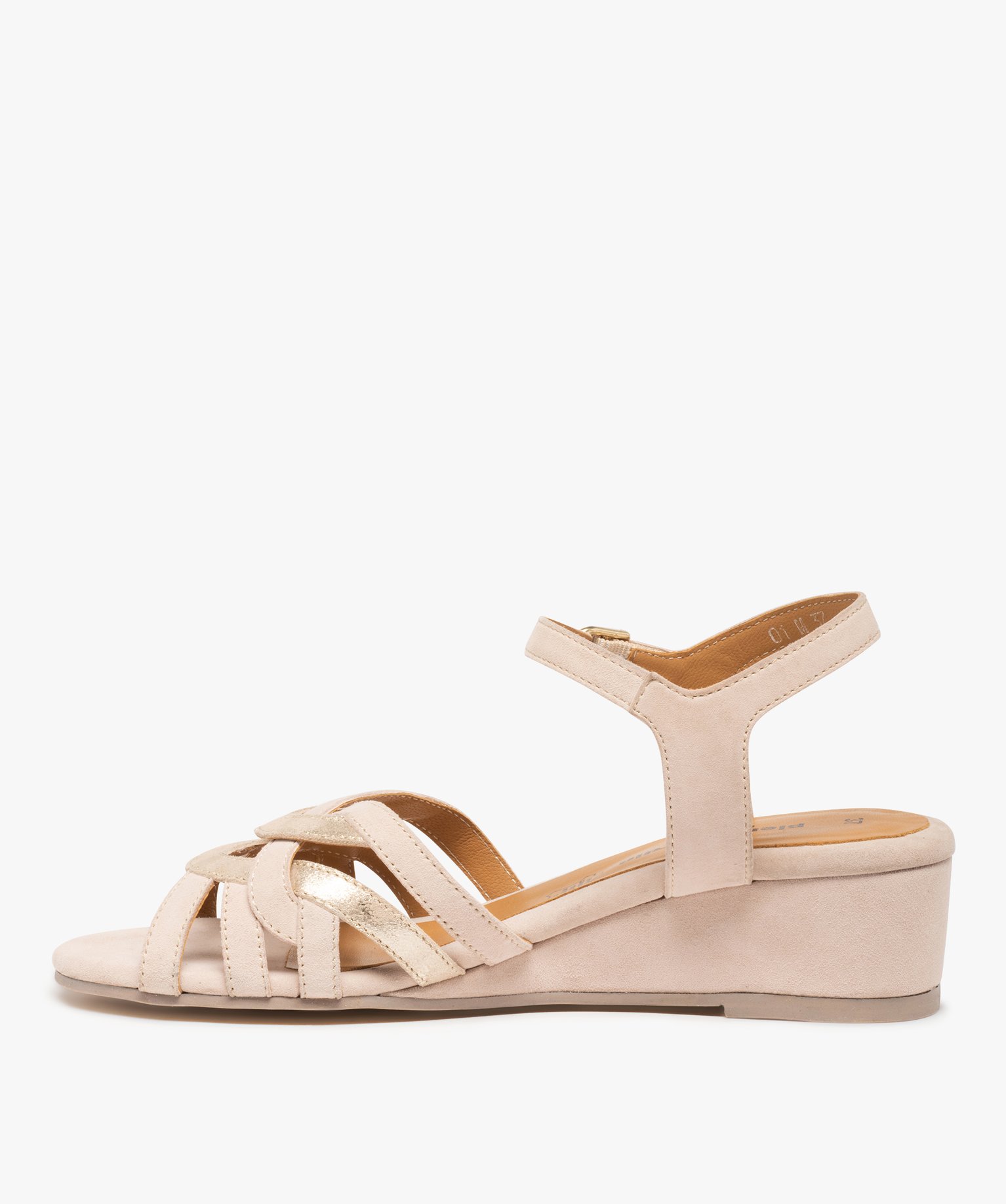Sandales femme à talon dessus cuir brillant – Pierre Cardin beige | GEMO