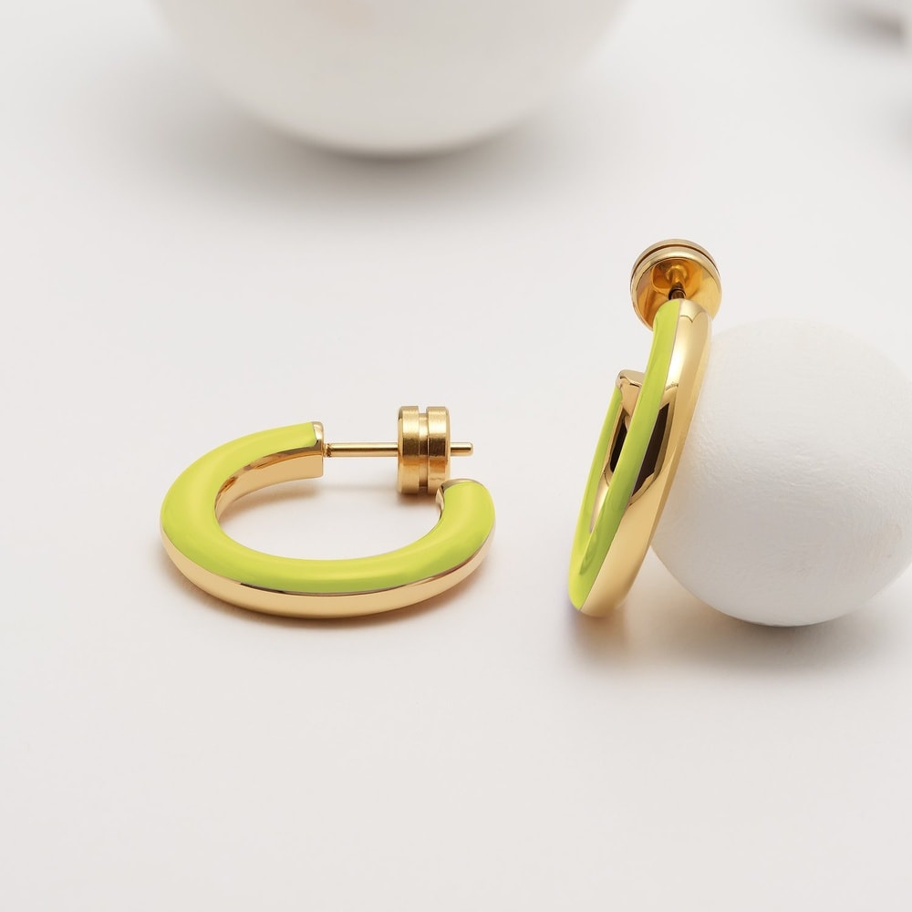 GMK Collection Créoles Acier inoxydable, Émail Boucles d'oreilles
