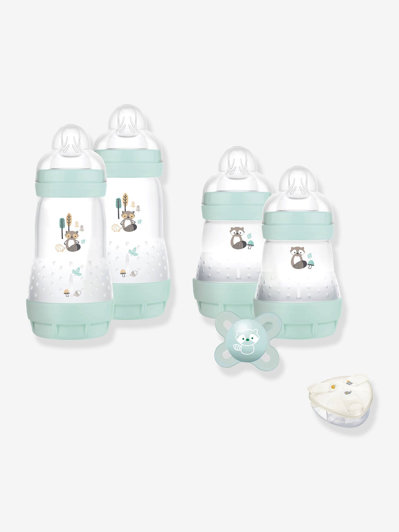 Coffret naissance biberons + sucette + boîte doseuse MAM dune