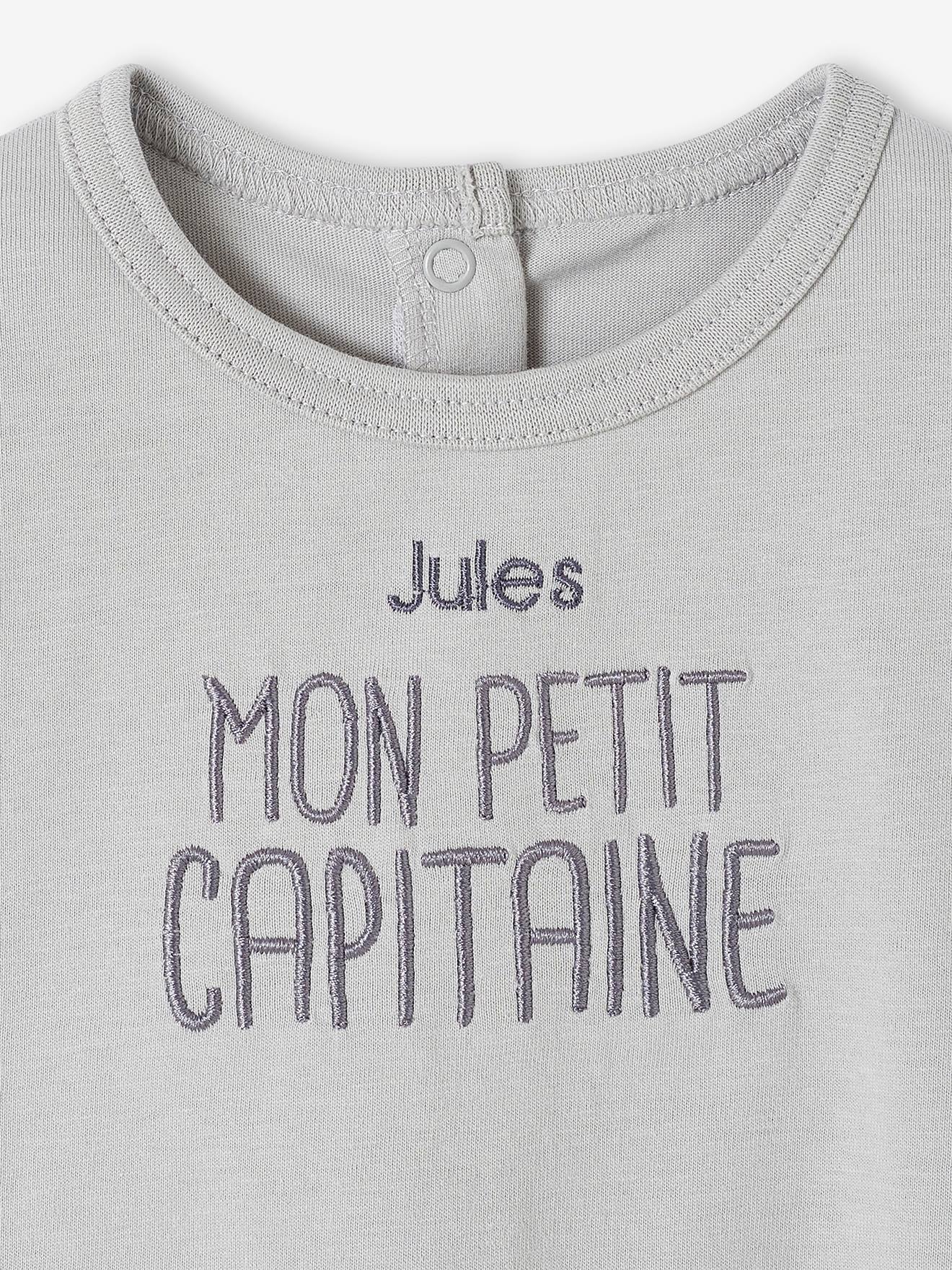 Vertbaudet Baby Shirt MON PETIT CAPITAINE, personalisierbar - wollweiß