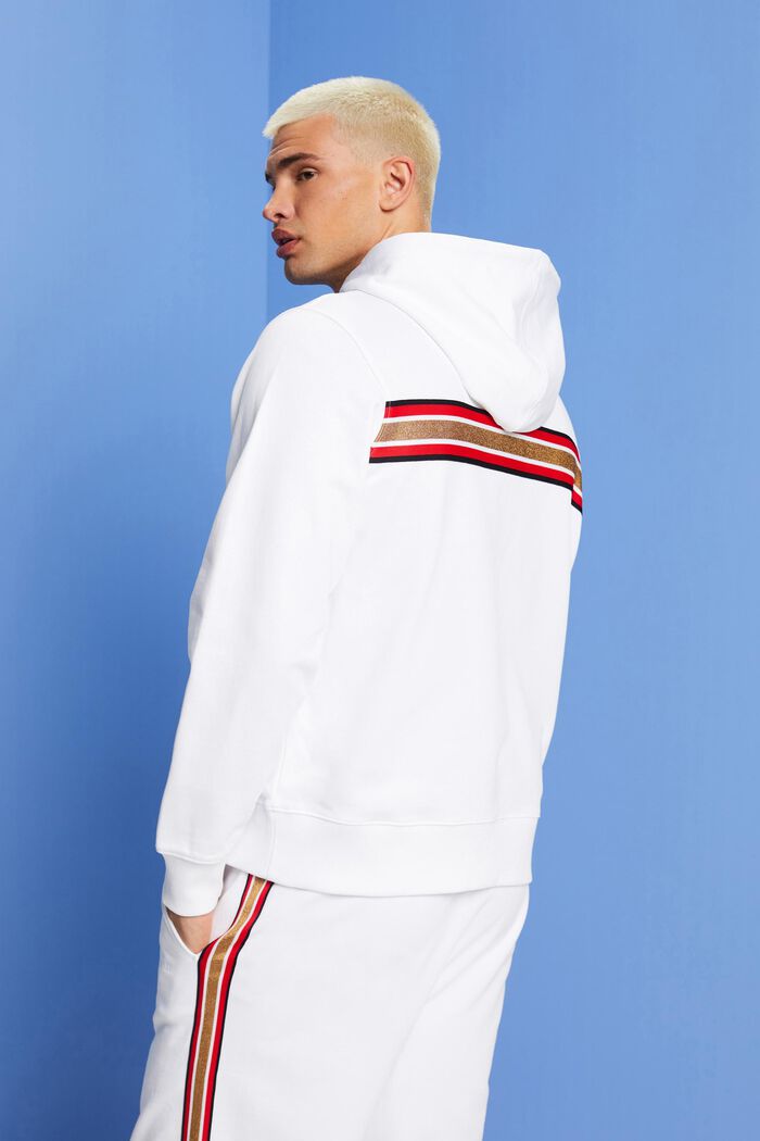 Gestreifter Hoodie aus Baumwollfleece