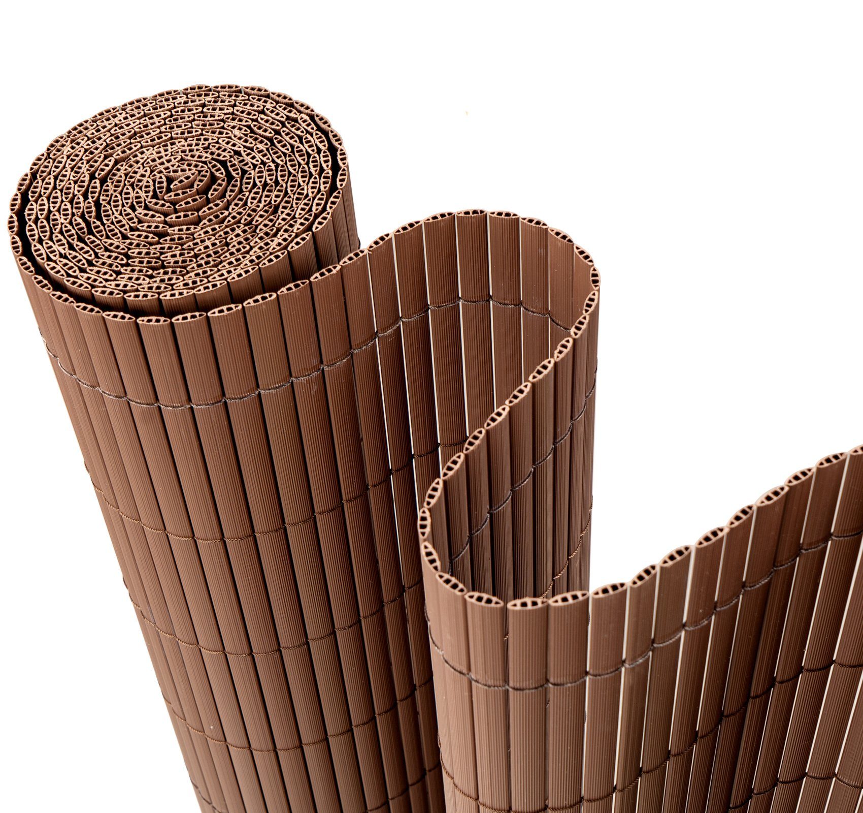 Homewit Balkonsichtschutz PVC Sichtschutzmatte mit Bindern Windschutz Wasserdicht ohne Bohren Doppelte Verstärkung Innen (Schwarz/Braun/Naturholzfarben)