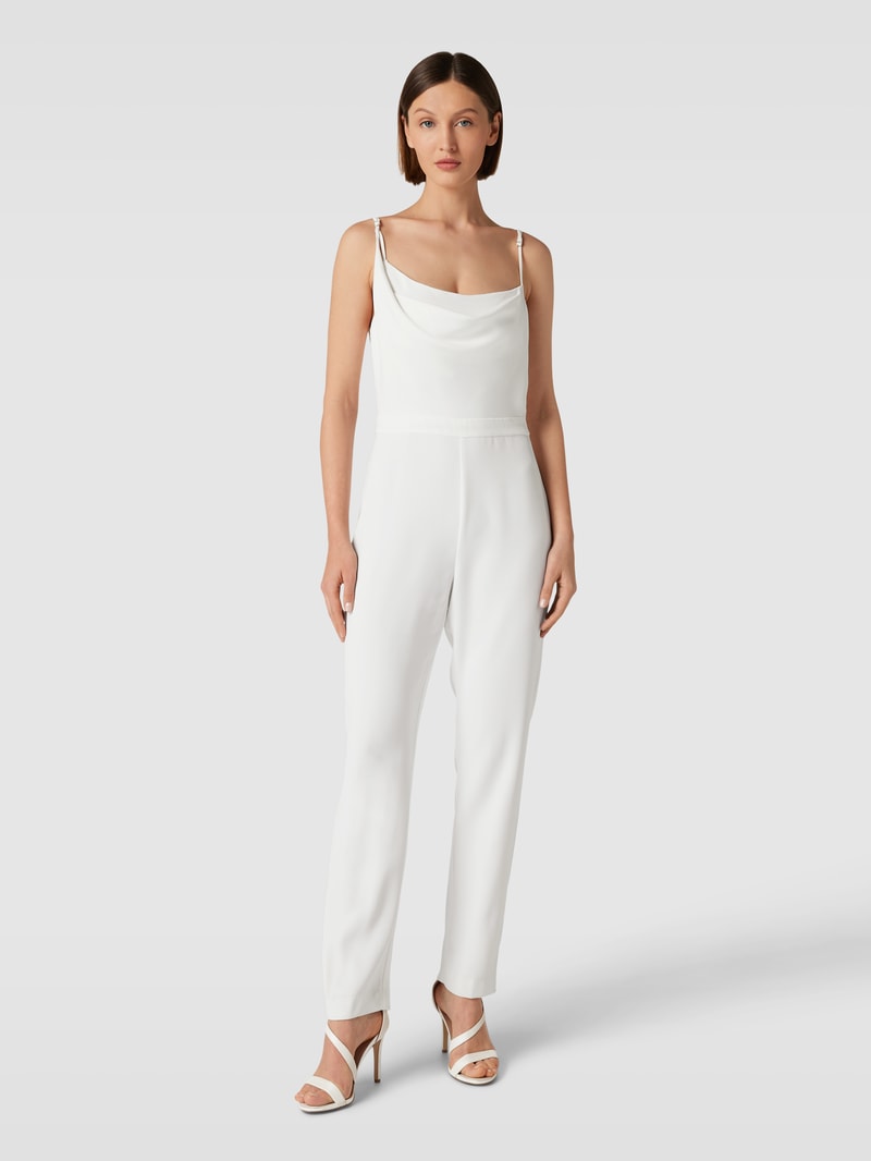 Jumpsuit mit Wasserfallausschnitt Modell 'BETSY' in weiß