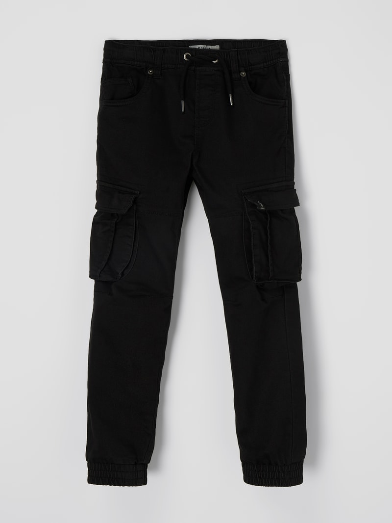 Cargohose mit elastischem Bund in schwarz