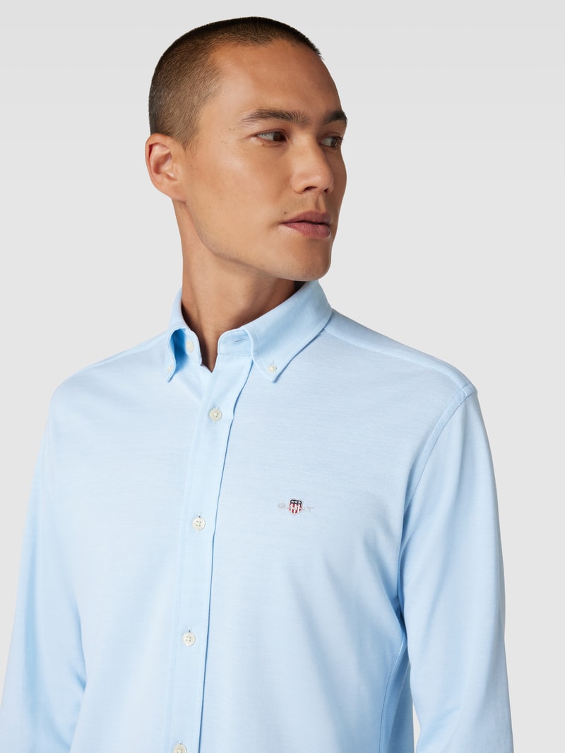 Regular Fit Freizeithemd mit Button-Down-Kragen Modell 'PIQUE' in bleu