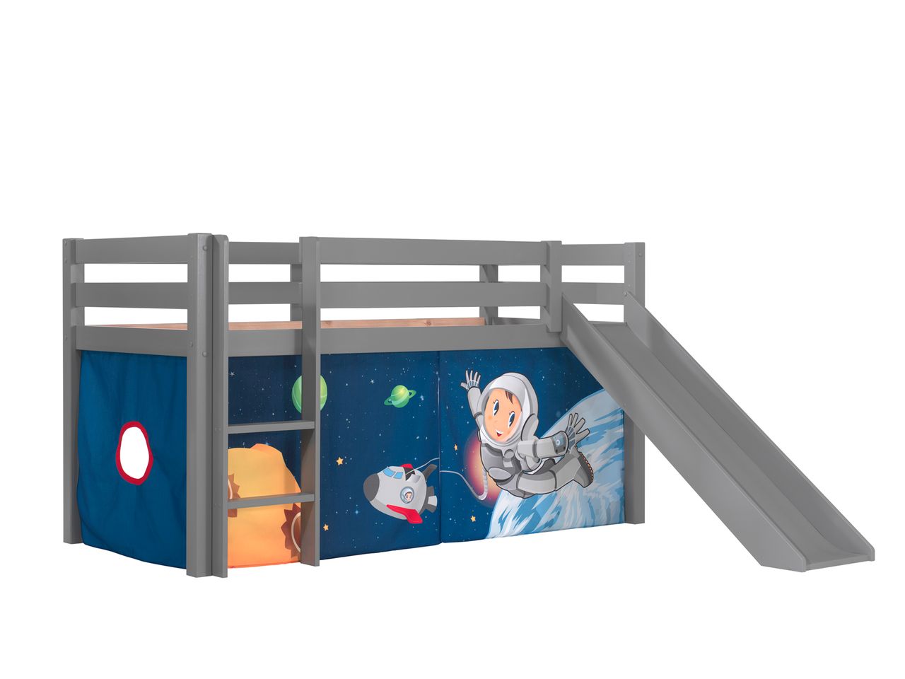 VIPACK Spielbett Pino mit Rutsche und Textilset 