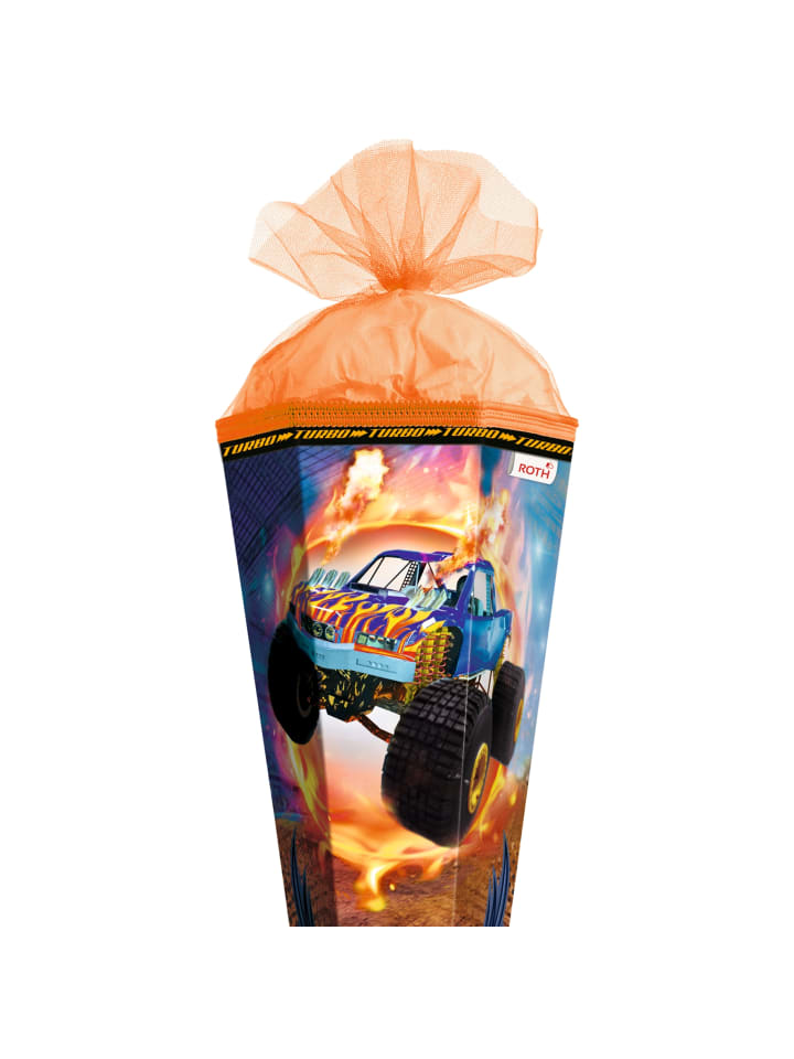 ROTH Schultüte groß Monstertruck Fire 85 cm, Spezialborte in Orange günstig kaufen onesize