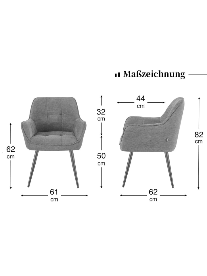DUBI Möbel 2er-Set: Drehstuhl THOMAS-JILL in Grau - (B)61 x (H)82 x  (T)62 cm günstig kaufen onesize