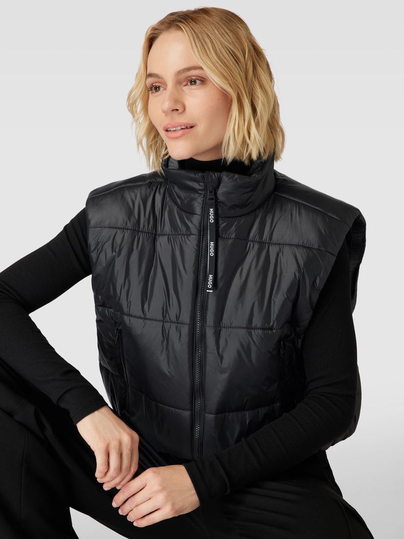 Cropped Weste mit Stehkragen Modell 'FELERE' in schwarz