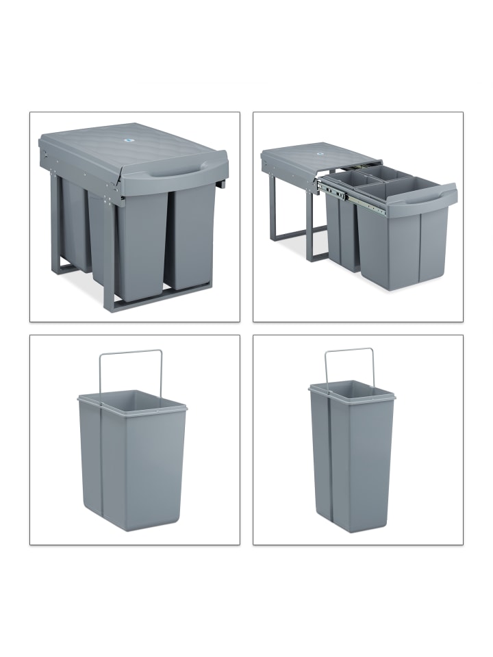 relaxdays Mülltrennsystem Grau Deluxe 1x20L   2x10L günstig kaufen onesize